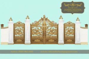 Cổng nhôm đúc hoa sen – Đặc trưng văn hóa Việt tạo điểm nhấn cho công trình đình chùa